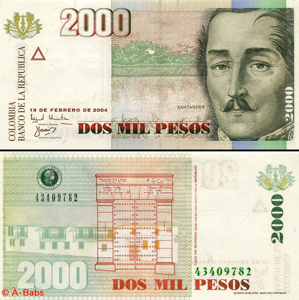 COLOMBIE - PICK 451 i - 2000 PESOS COLOMBIEN - 2004 billets amerique du sud colombie pick 451 i 2000 pesos colombien 2004