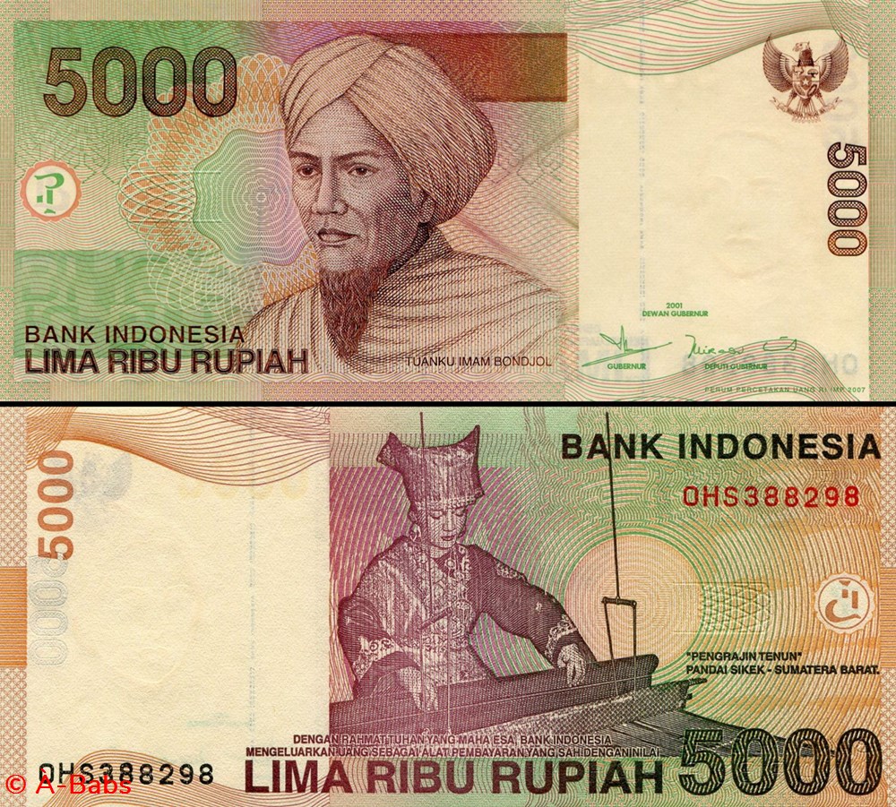 billets asie indonesie pick 142 g 5000 roupies 2007