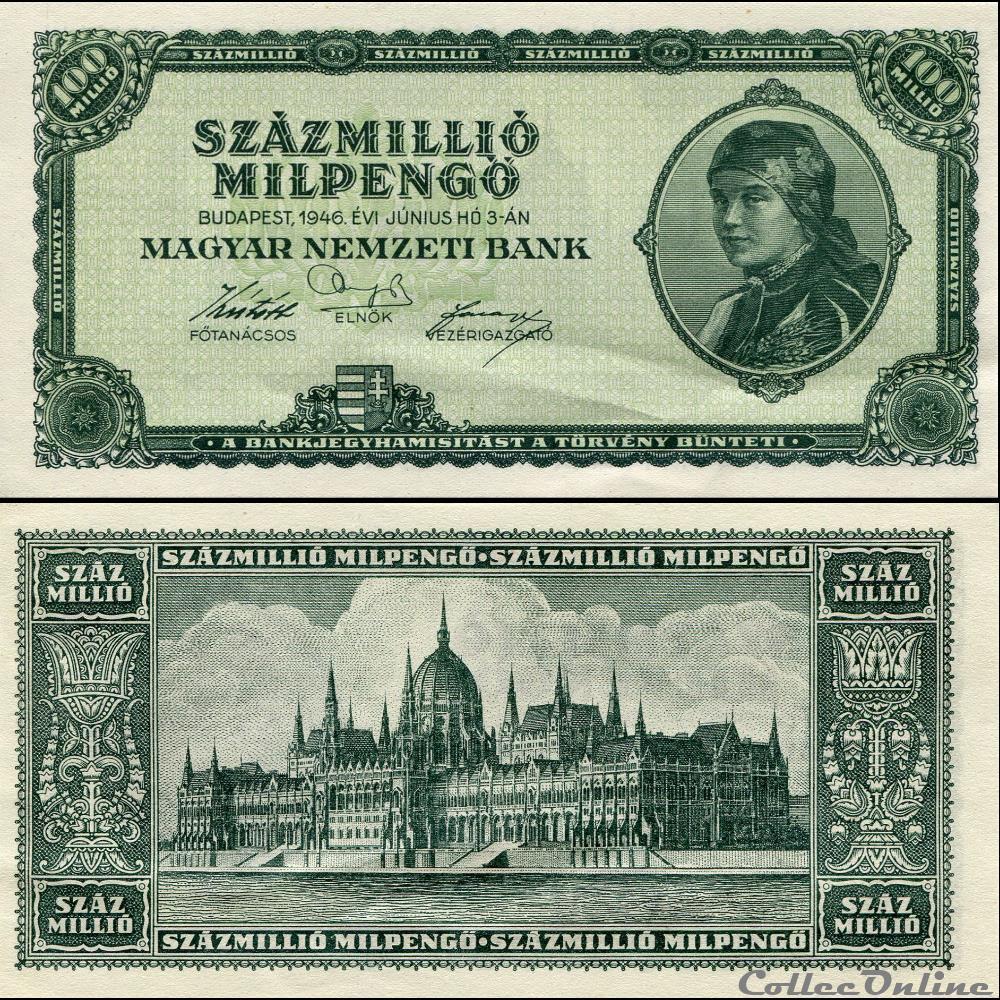 HONGRIE - PICK 130 - 100 000 000 MILPENGO - 1946 billet europe hongrie pick 130 100 000 000 milpengo 1946