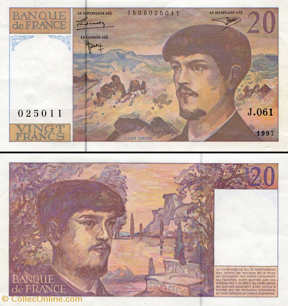 FRANCE - 20 FRANCS - 1997 - J.061 billets europe france 20 francs 1997 j 061
