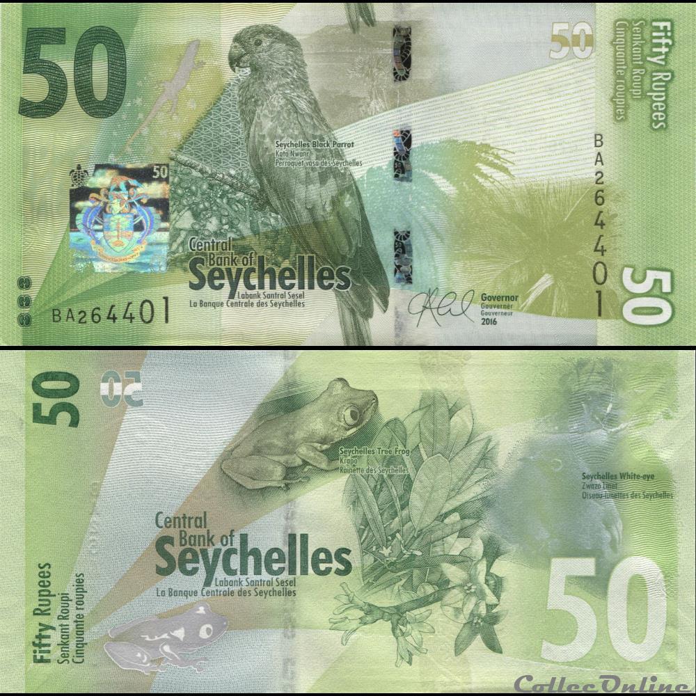 SEYCHELLES - PICK 49 A - 50 ROUPIES SEYCHELLOISES - 2016 billet afrique seychelles pick 49 a 50 roupies seychelloises 2016