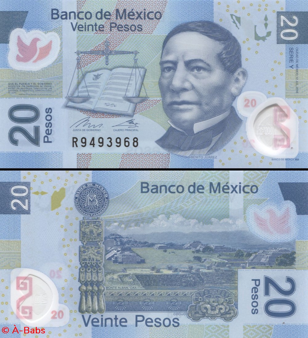 billets amerique du nord mexique pick 122y 20 pesos 2016