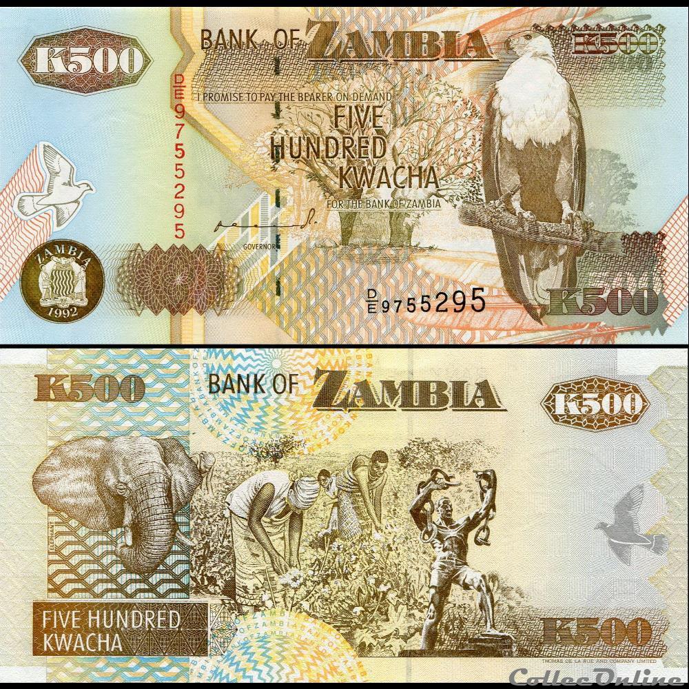 ZAMBIE - PICK 39 a - 500 KWACHA - 1992 billet afrique zambie pick 39 a 500 kwacha 1992