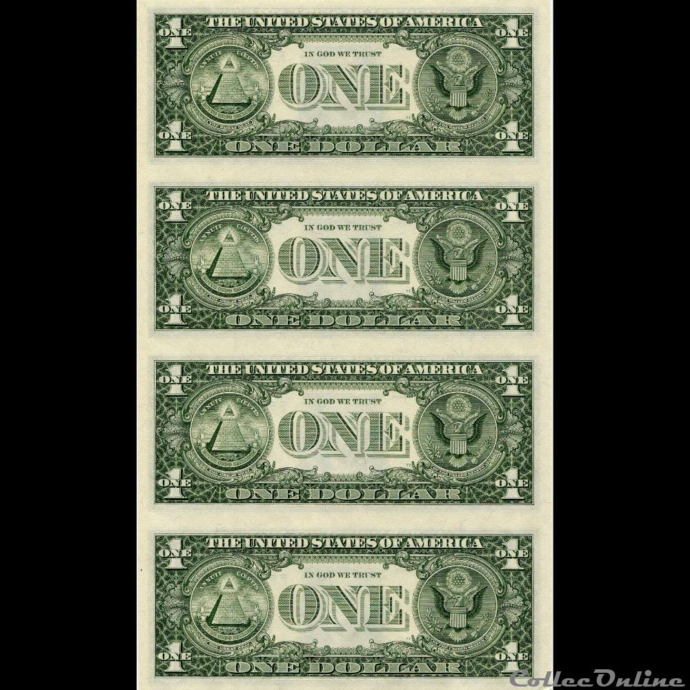 1985 $ 1 Feuille non coupée de bloc 4 - L / A - 99921885 Bureau de gravure et impression 2 billet amerique du nord etat uni 1985 1 feuille non coupee de bloc 4 l a 99921885 bureau de gravure et impression