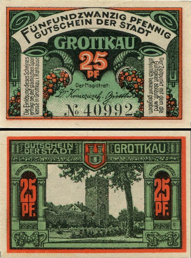 billet europe allemagne grottkau 25 pfennig