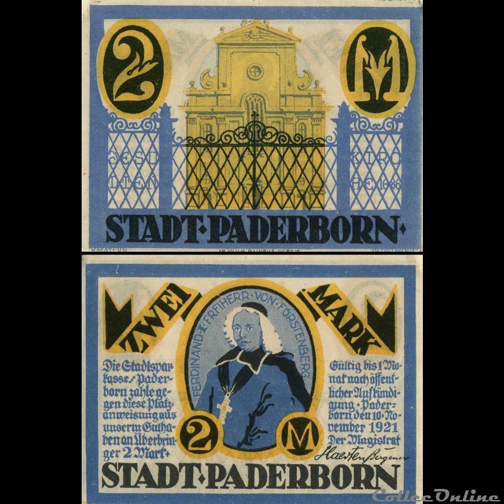 Paderborn 2 Mark monnaie monde allemagne paderborn 2 mark