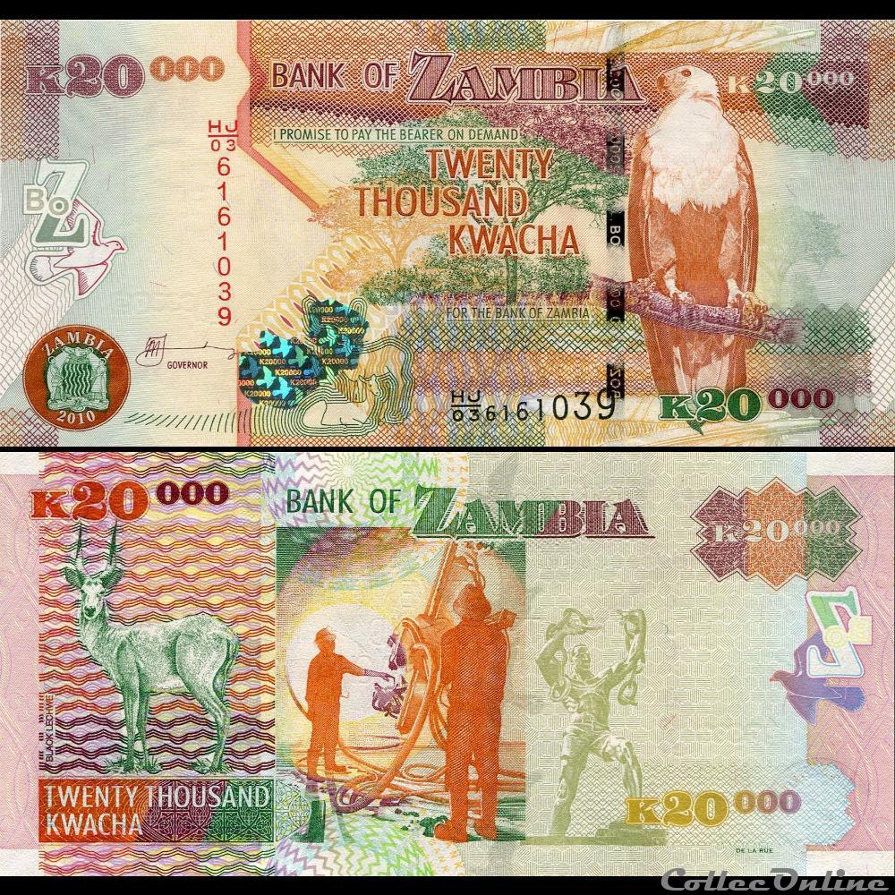 billet afrique zambie pick 47 f 20 000 kwacha 2010