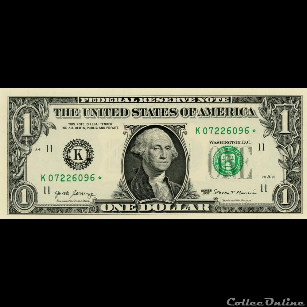 K- 1$ Federal Reserve Notes - Small Size 2017 Series billet amerique du nord etat uni k 1 federal reserve notes small size 2017 series