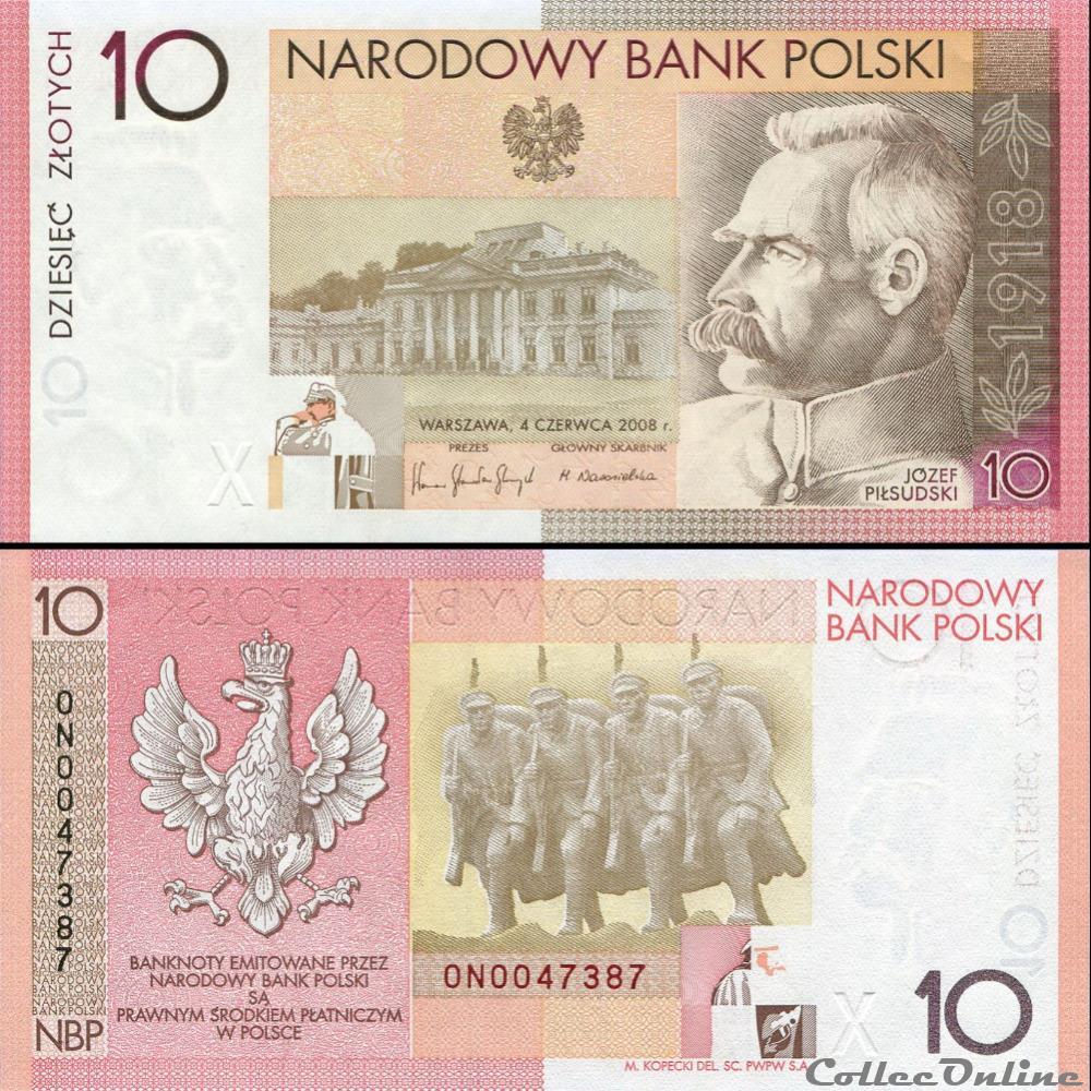 POLOGNE - PICK 179 - 10 ZLOTYCH - 2008 billet fidji pologne pick 179 10 zlotych 2008