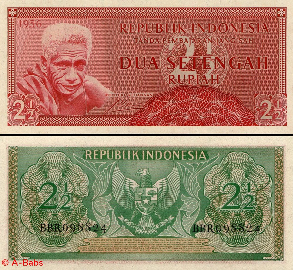 INDONÉSIE - PICK 075 - 2 1/2 ROUPIES - 1956 billets asie indonesie pick 075 2 1 2 roupies 1956