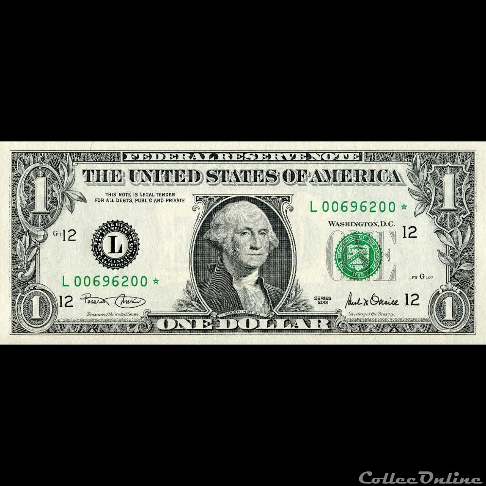 billets amerique du nord etats unis l 1 federal reserve notes small size 2001 series