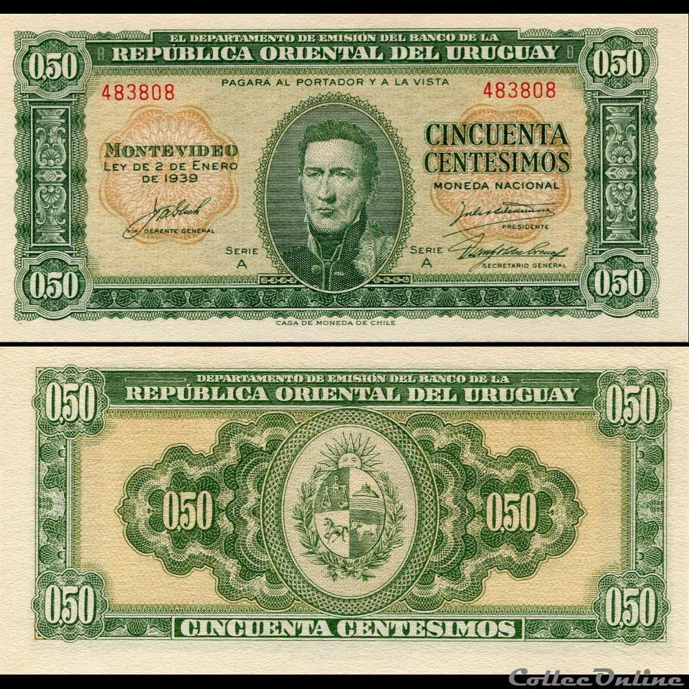 URUGUAY - PICK 034 - 50 PESOS - 1939 billet amerique du sud uruguay pick 034 50 pesos 1939