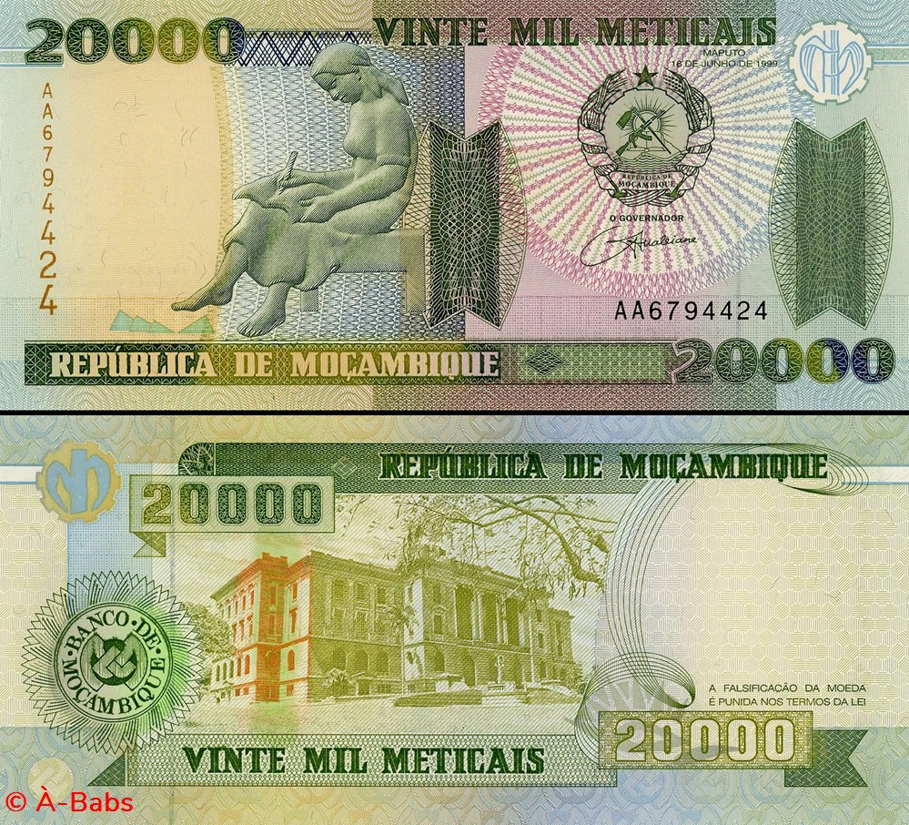 MOZAMBIQUE - PICK 140 - 20000 METICAIS - 1999 billets afrique mozambique pick 140 20000 meticais 1999