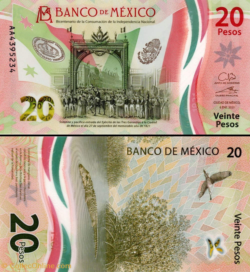 billets amerique du nord mexique pick 135e 20 pesos 2021