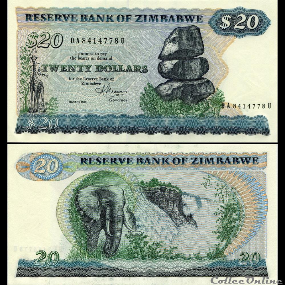 ZIMBABWE - PICK 004c - 20 Dollars - 1983 billet afrique zimbabwe pick 004c 20 dollars 1983