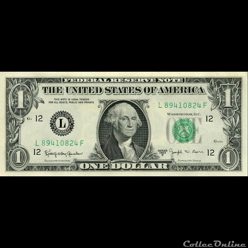 L- 1$ Federal Reserve Notes - Small Size 1963B Series billet etat uni bolivie l 1 federal reserve notes small size 1963b series