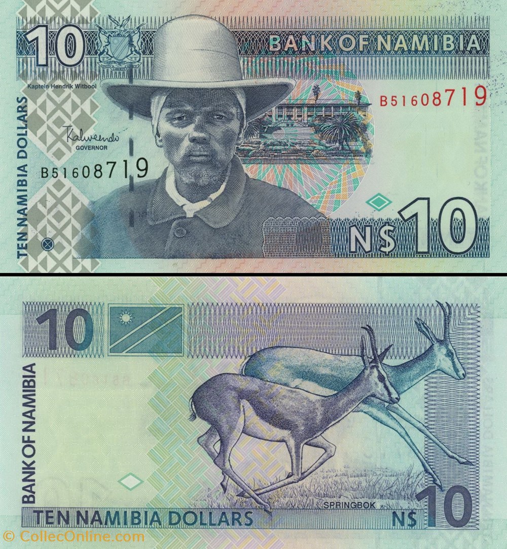 billets afrique botswana namibie pick 04 c 10 dollars namibiens 2001