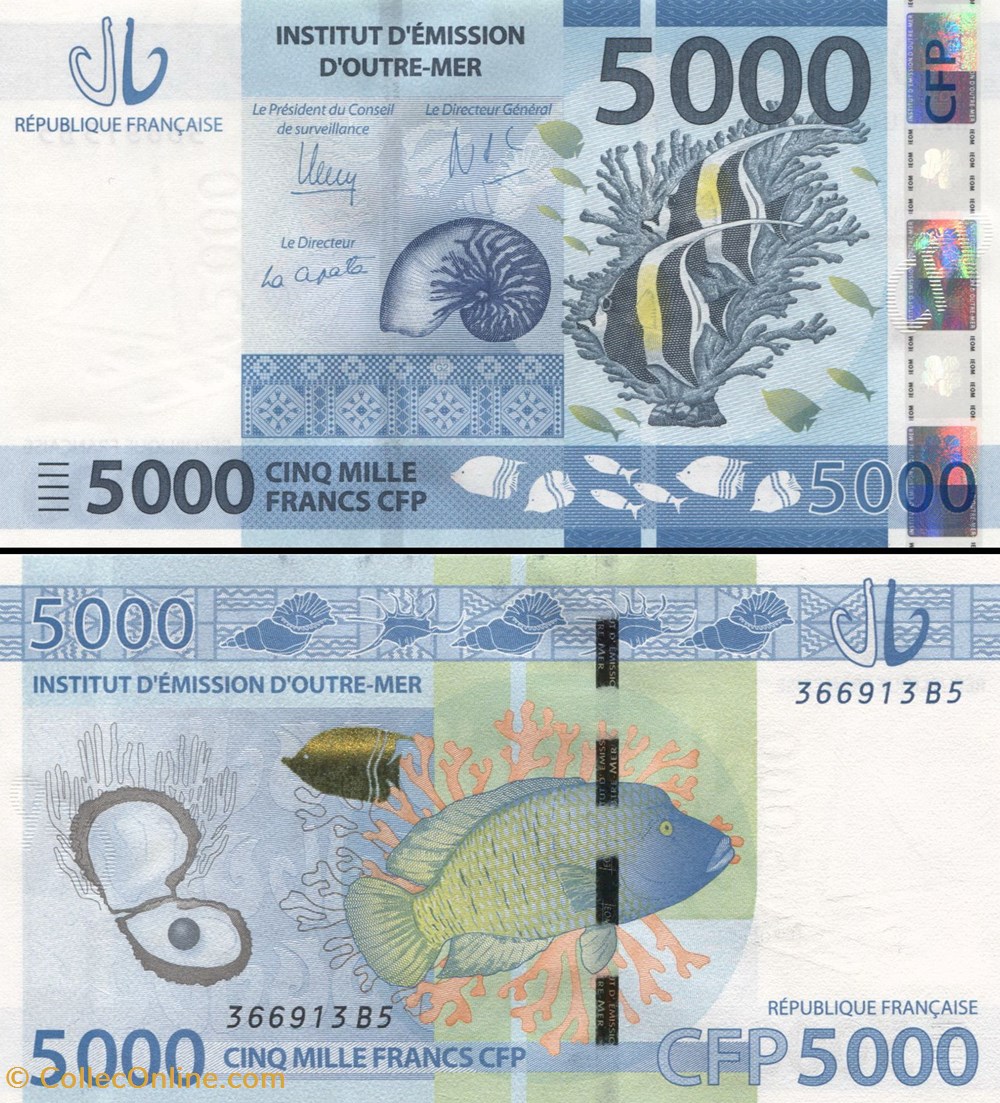 billets oceanie francs territoires francais du pacifique pick 7 5000 francs 2014