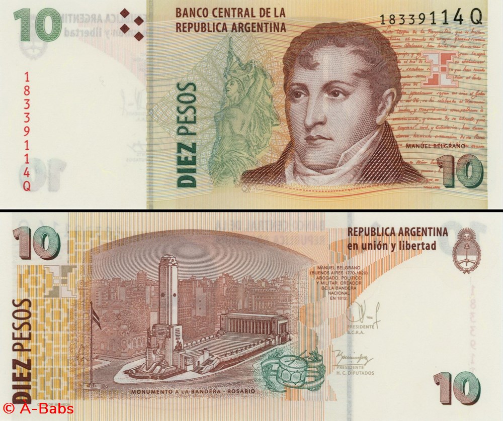 billets amerique du sud argentine pick 354 b 10 pesos 2014