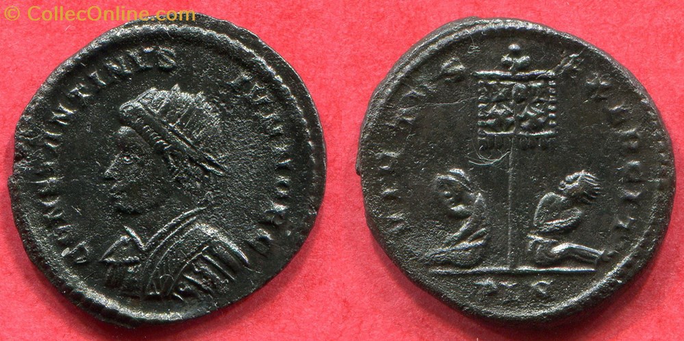 CONSTANTIN II - VIRTVS - EXERCIT - RIC 197 monnaie antique av jc ap romaine republicaine imperiale constantin ii virtvs exercit ric 197