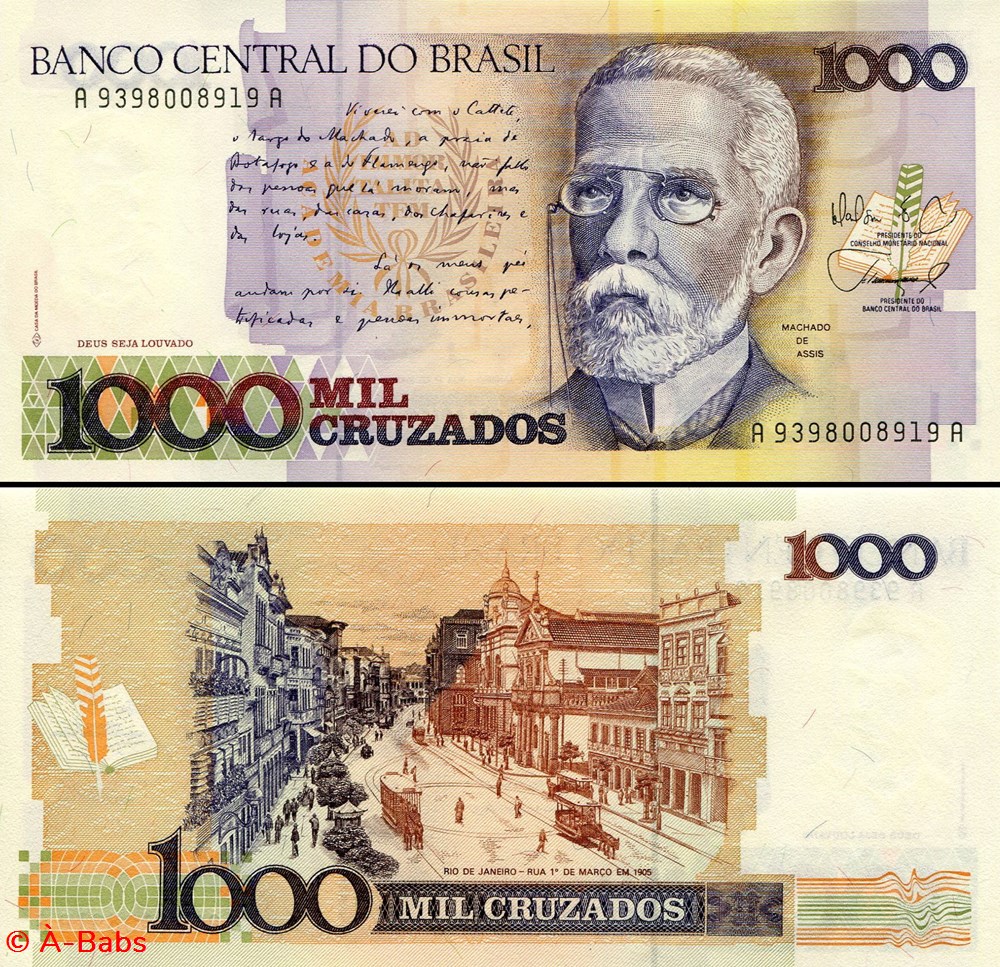 BRÉSIL - PICK 213b - 1000 CRUZADOS - 1988 billets amerique du sud bresil pick 213b 1000 cruzados 1988