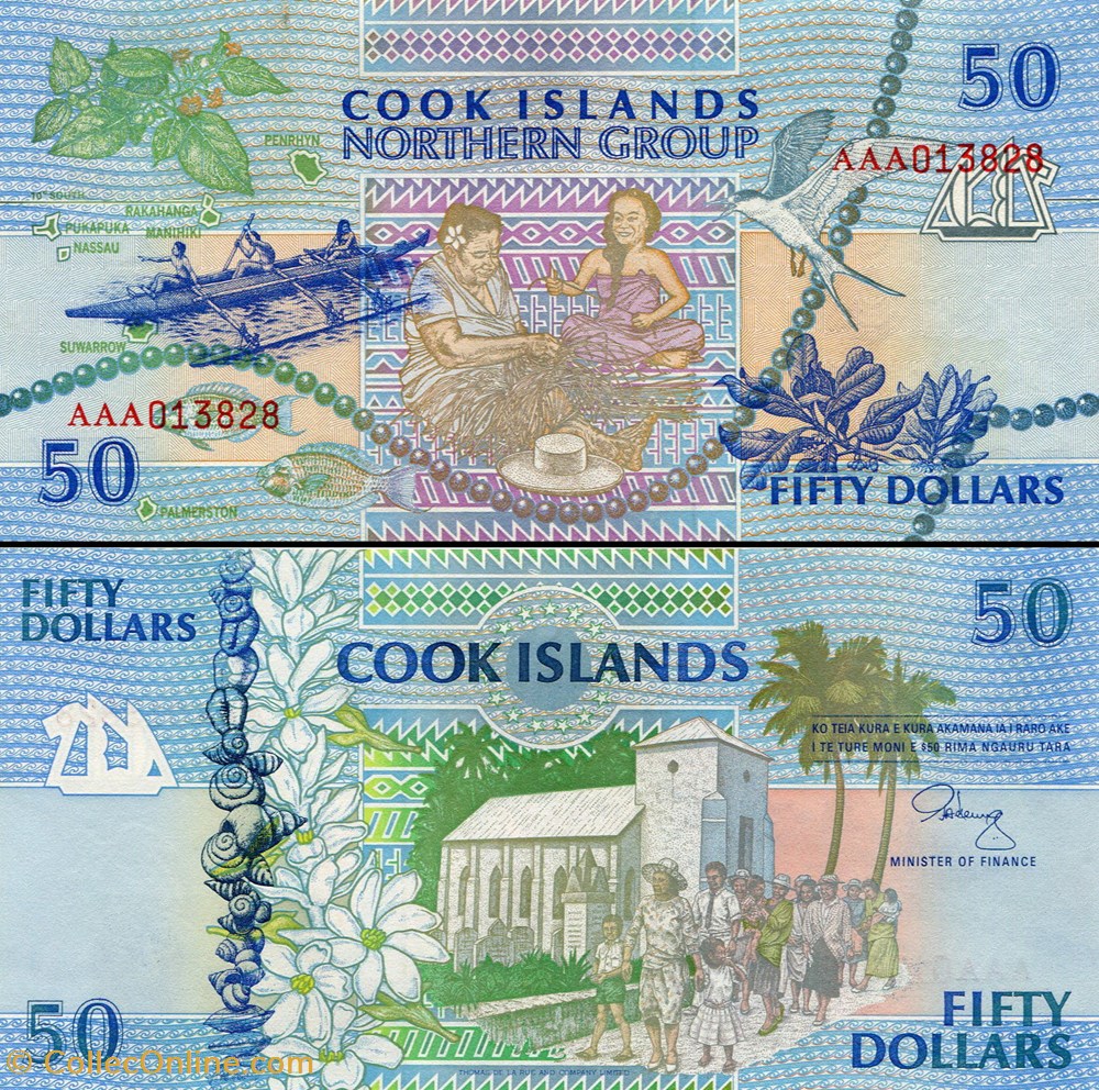 ILES COOK - PICK 10 a - 50 DOLLARS - 1992 billets oceanie iles cook pick 10 a 50 dollars 1992