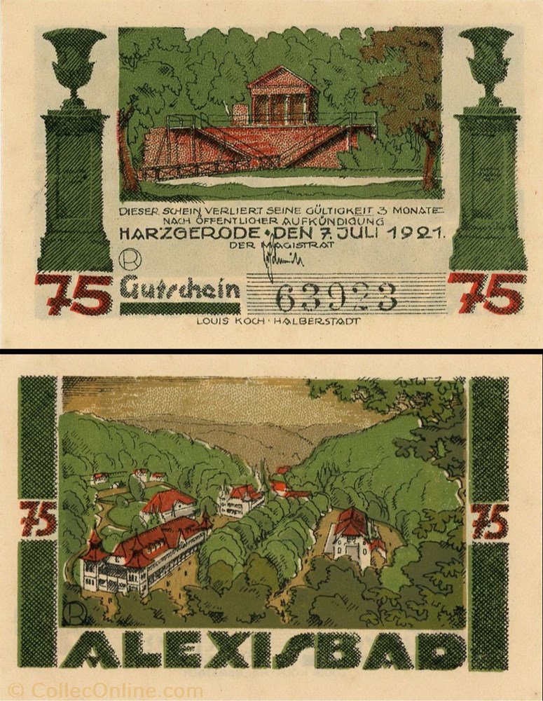 Harzgerode - 75 Pfennig billet europe allemagne harzgerode 75 pfennig