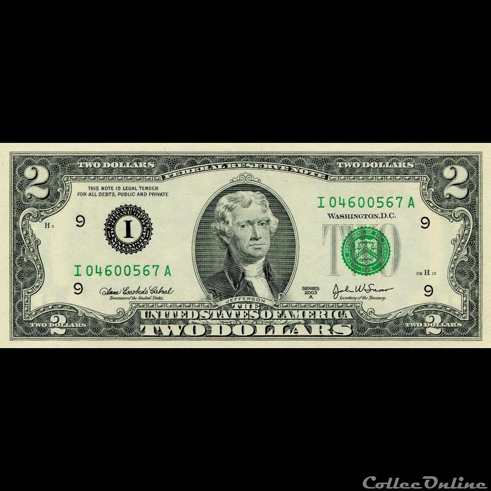 I- Minneapolis District - 2$ Federal Reserve Notes - Small Size 2003A Series billet amerique du nord etat uni i minneapolis district 2 federal reserve notes small size 2003a series