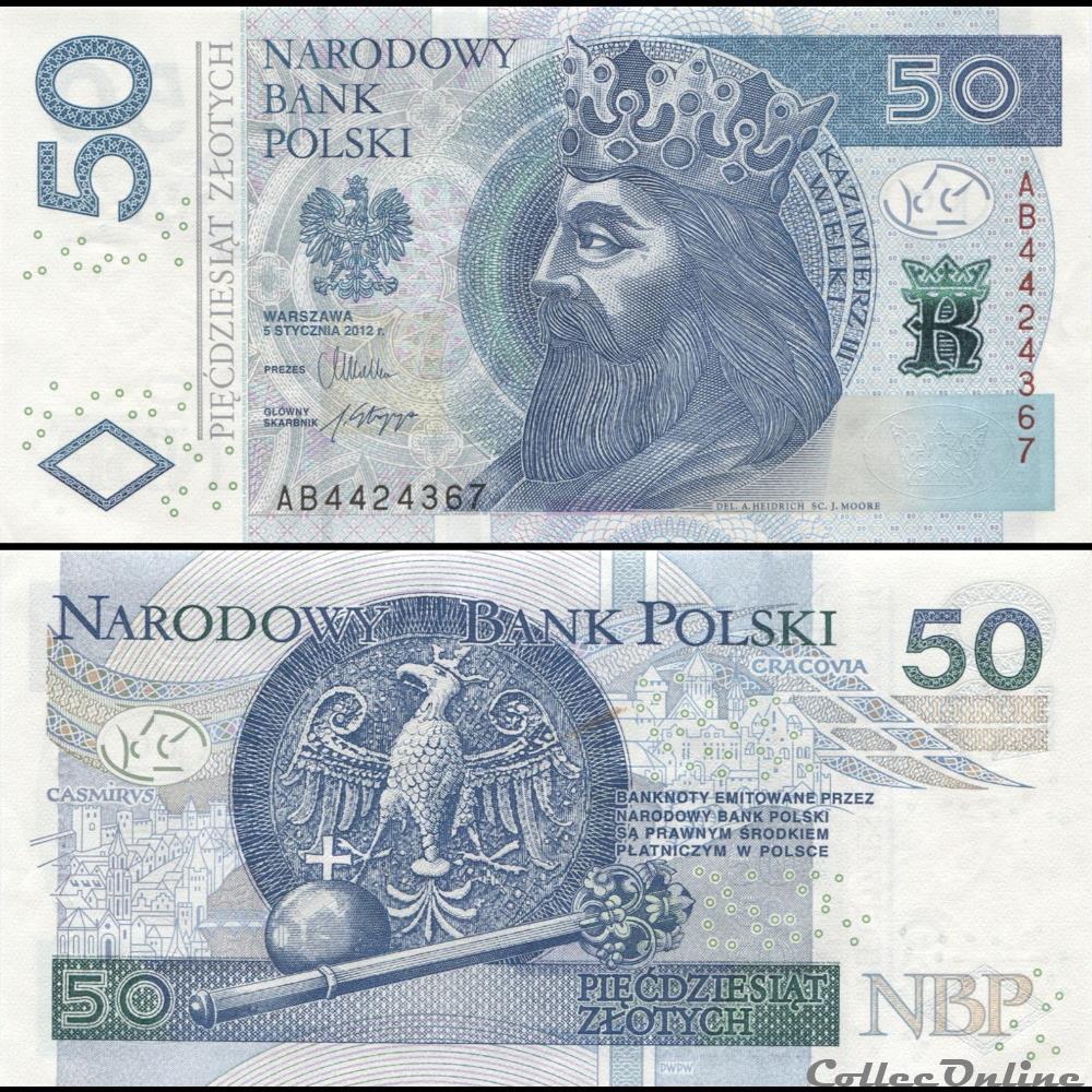 billet mexique pologne pick 185 50 zlotych 2012