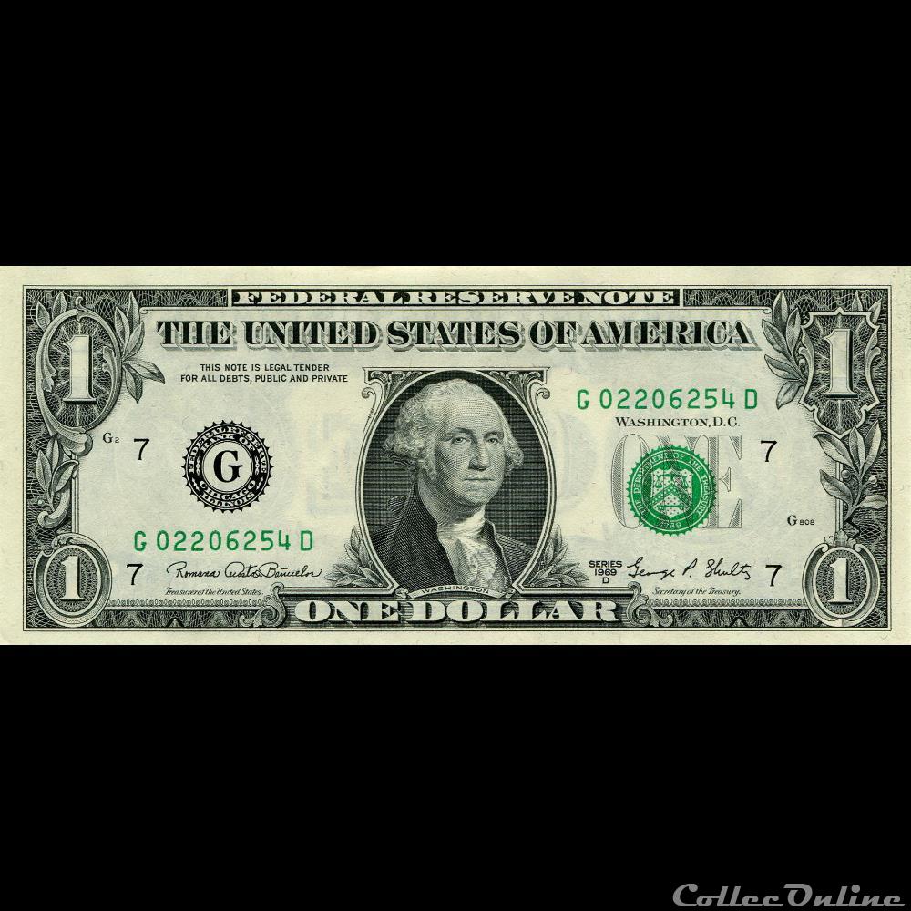 G- 1$ Federal Reserve Notes - Small Size 1969D Series billet amerique du nord etat uni g 1 federal reserve notes small size 1969d series