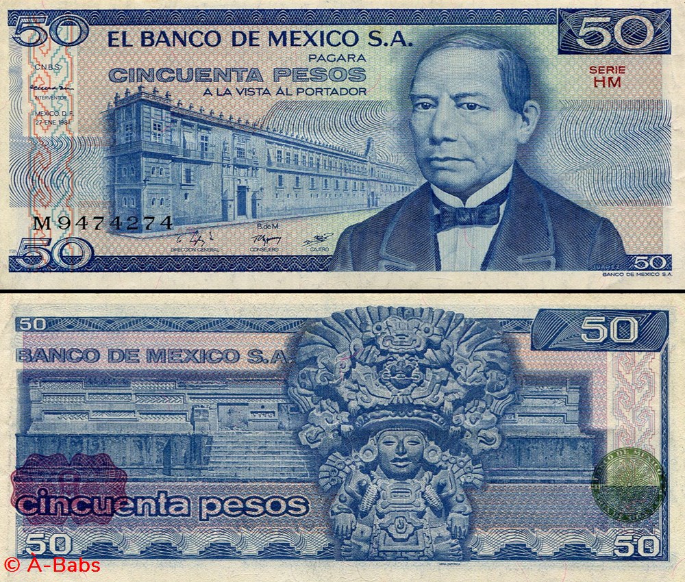 billets amerique du nord mexique pick 073a hm 50 pesos 1981