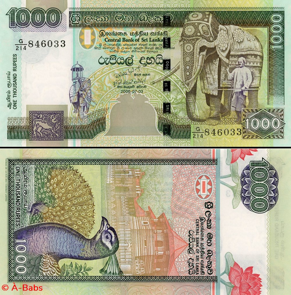 billets asie sri lanka pick 120 d 1000 roupies 2006