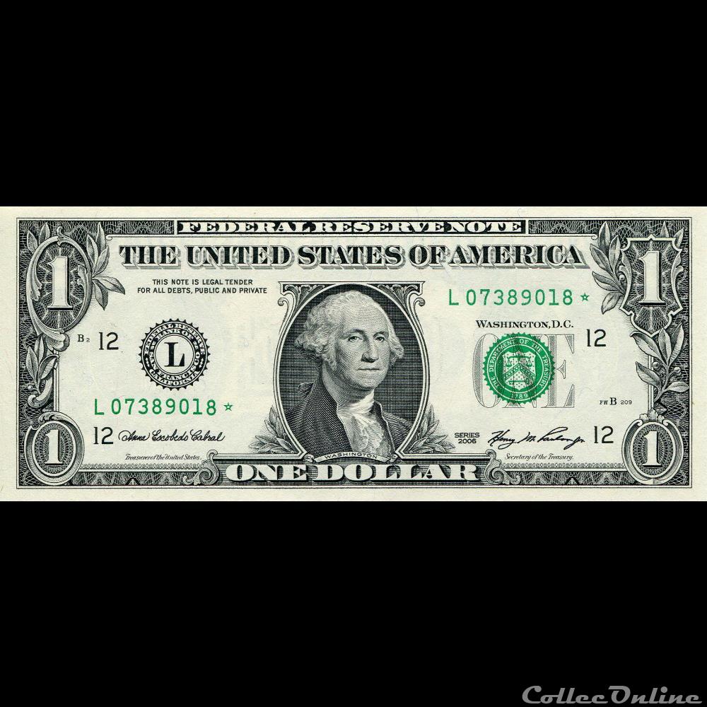 L- 1$ Federal Reserve Notes - Small Size 2006 Series billet amerique du nord etat uni l 1 federal reserve notes small size 2006 series