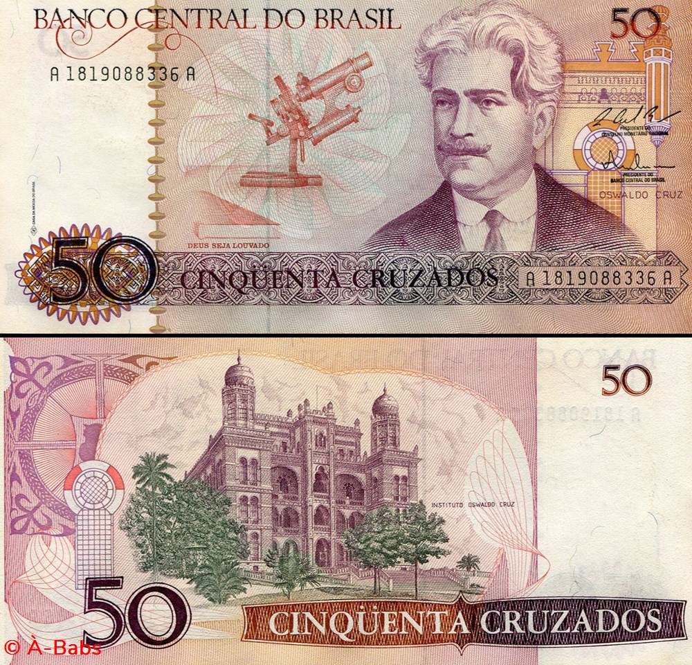 BRÉSIL - PICK 210b - 50 CRUZADOS - 1987 billets amerique du sud bresil pick 210b 50 cruzados 1987