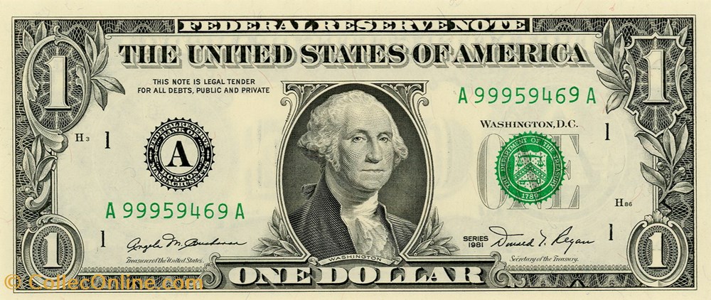 billets amerique du nord etats unis a 1 federal reserve notes small size 1981 series