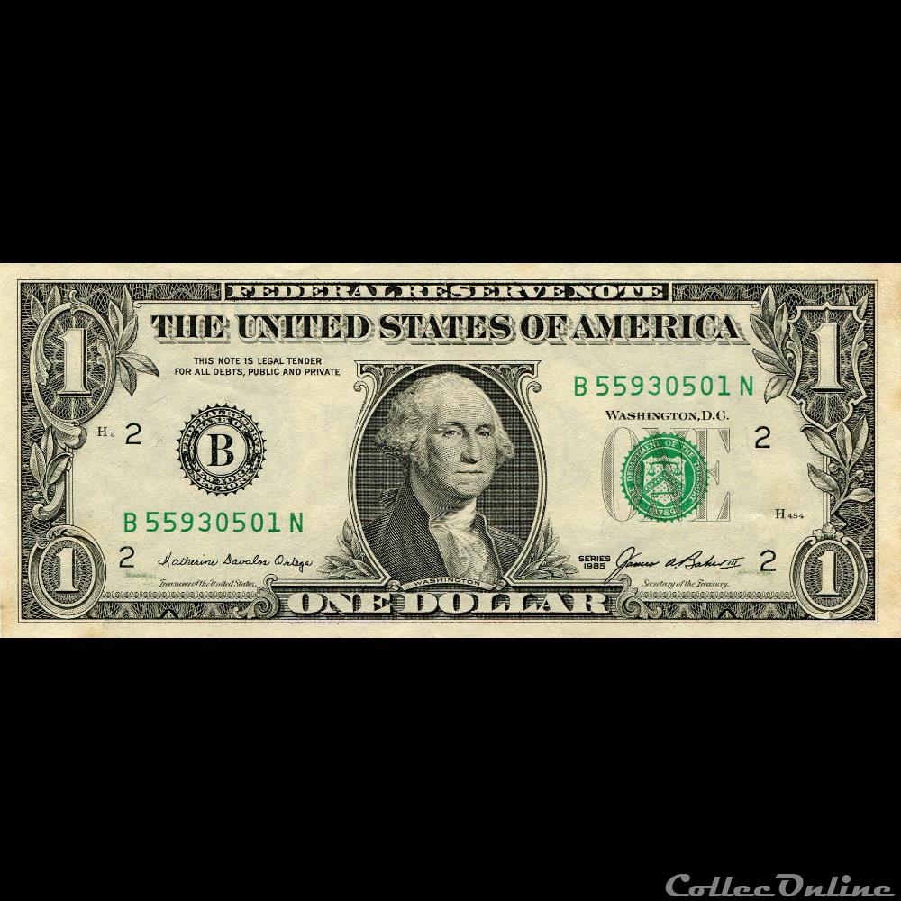 B- 1$ Federal Reserve Notes - Small Size 1985 Series billet amerique du nord etat uni b 1 federal reserve notes small size 1985 series