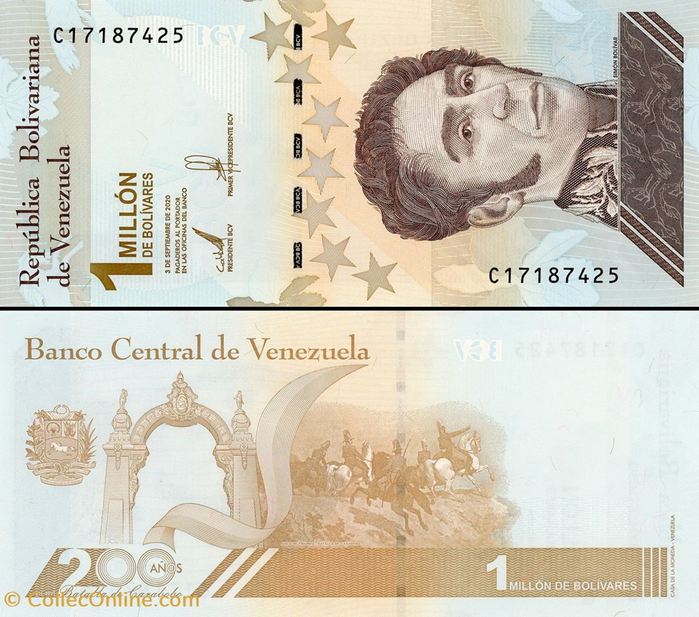 billets amerique du sud venezuela pick 114a 1 000 000 bolivares 2020