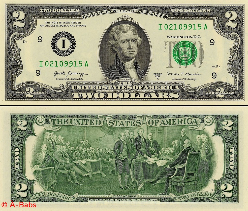 I- Minneapolis District - 2$ Federal Reserve Notes - Small Size 2017A Series billets amerique du nord etats unis i minneapolis district 2 federal reserve notes small size 2017a series