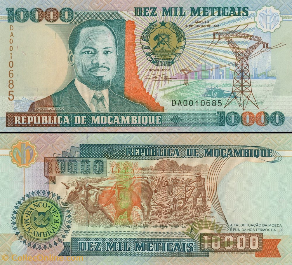 MOZAMBIQUE - PICK 137a - 10 000 METICAIS - 1991 billets afrique mozambique pick 137a 10 000 meticais 1991