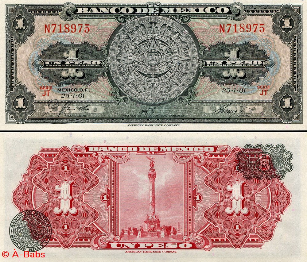 billets amerique du nord mexique pick 059g2 1 peso 1961