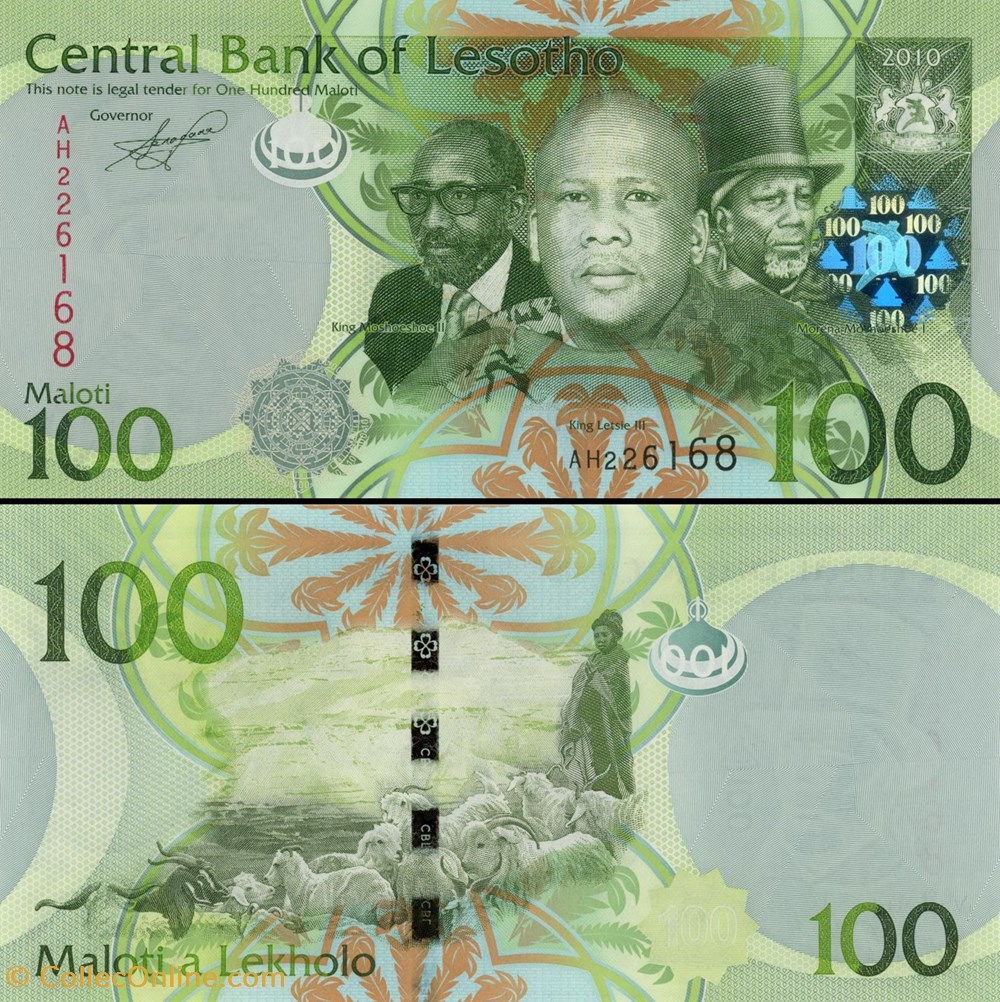 LESOTHO - PICK 24a - 100 Maloti - 2010 billets afrique malawi lesotho pick 24a 100 maloti 2010