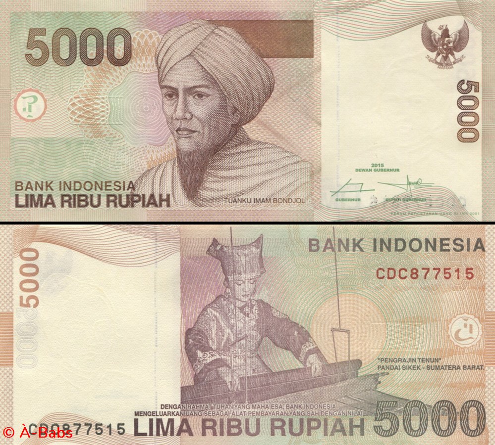 INDONÉSIE - PICK 142 o - 5000 ROUPIES - 2015 billets asie indonesie pick 142 o 5000 roupies 2015