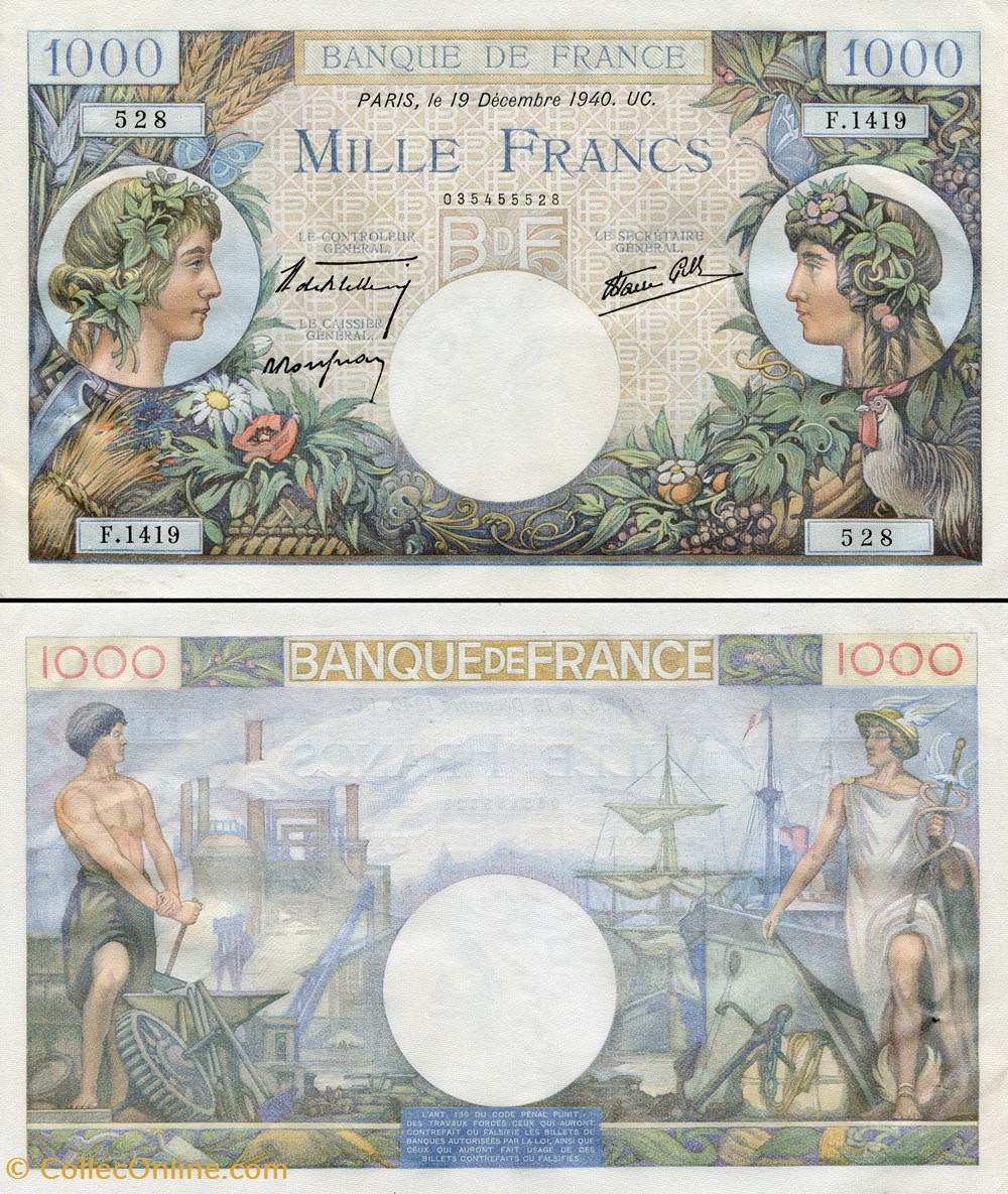 billets europe france 1000 francs