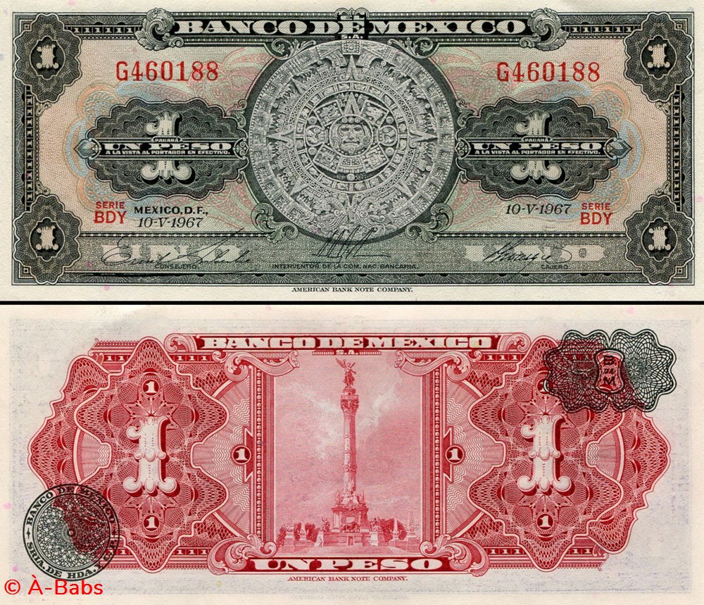 billets amerique du nord mexique pick 059j6 1 peso 1967