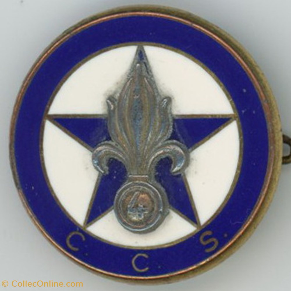 militaria medailles insignes insigne legion etrangere 4 regiment etranger c c s 1980