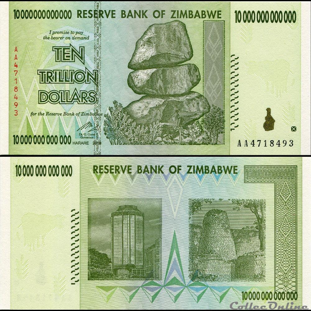 ZIMBABWE - PICK 088a - 10 000 000 000 000 Dollars - 2008 billet afrique zimbabwe pick 088a 10 000 000 000 000 dollars 2008