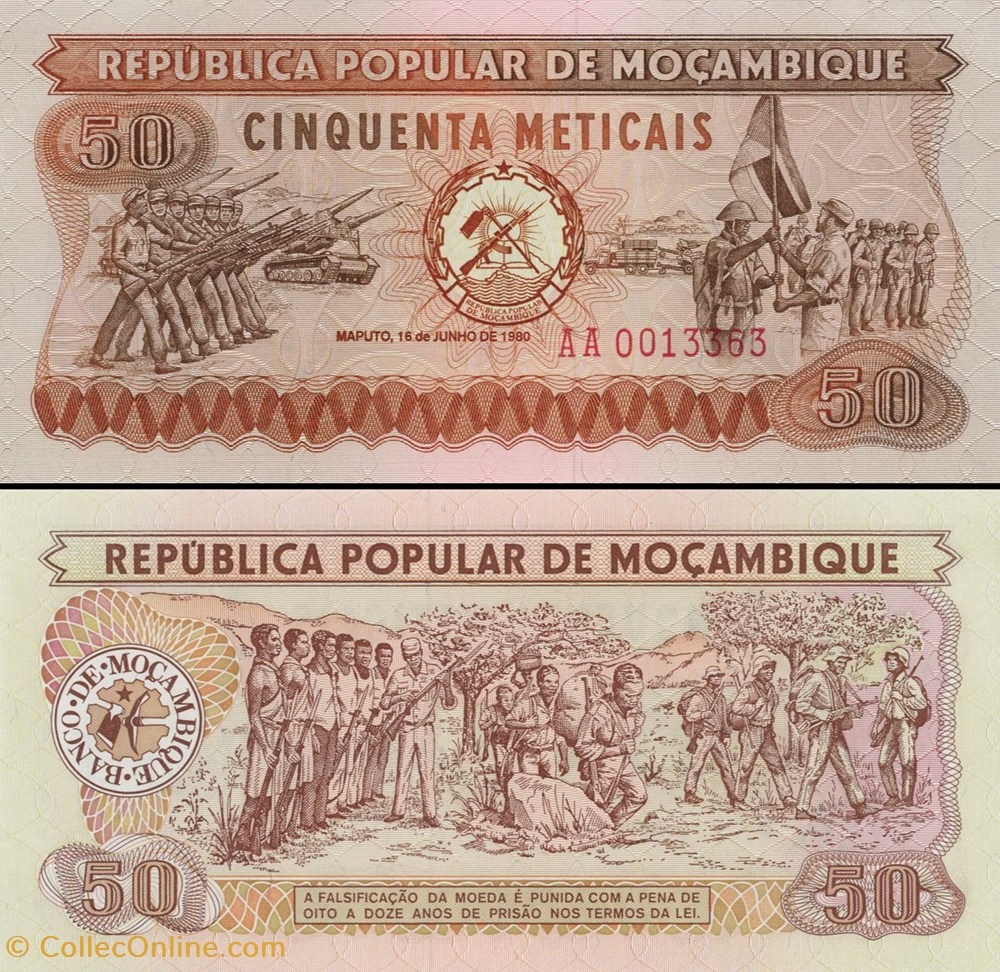 billets afrique mozambique pick 125a 50 meticais 1980
