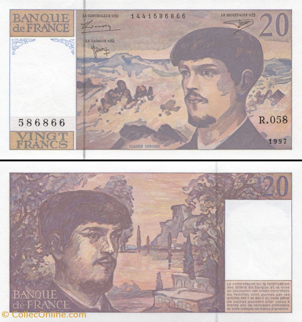 FRANCE - 20 FRANCS - 1997 - R.058 billets europe france 20 francs 1997 r 058