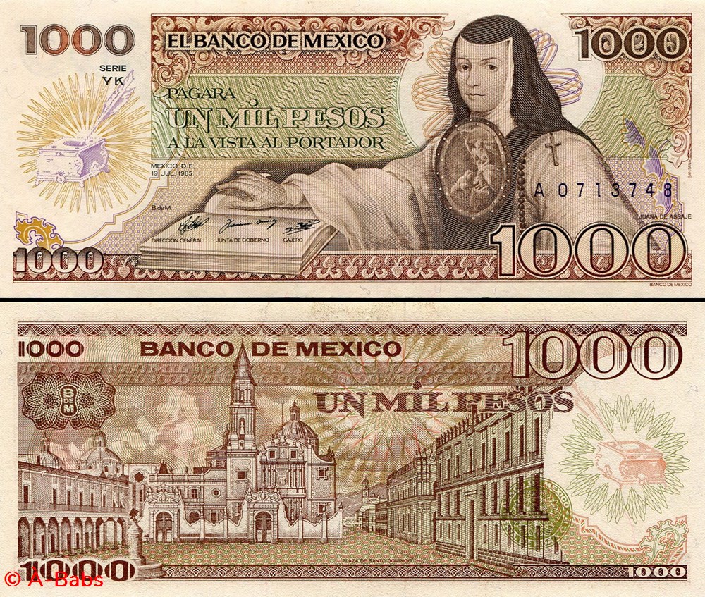 billets amerique du nord mexique pick 085a yk 1000 pesos 1985