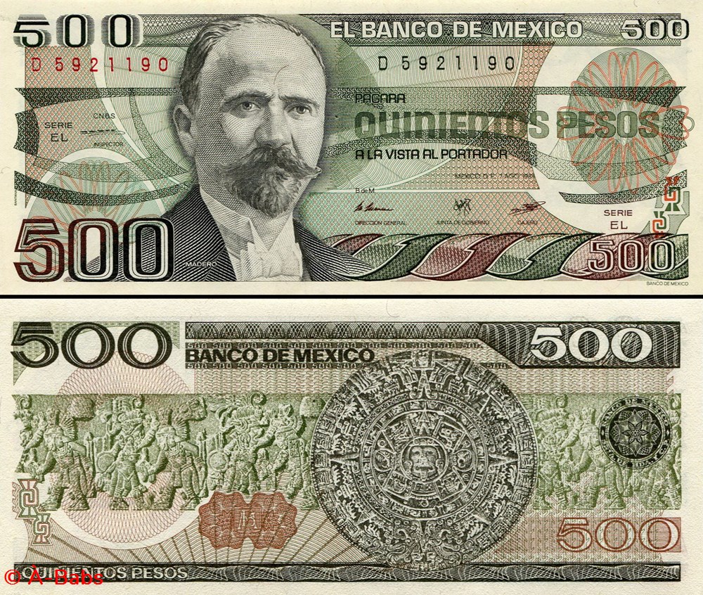 billets amerique du nord mexique pick 079b el 500 pesos 1984